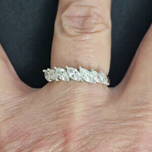 Alwand Vahan Sterling Silver Slanted Marquise Cubic Zirconia Band Ring 925 6.75